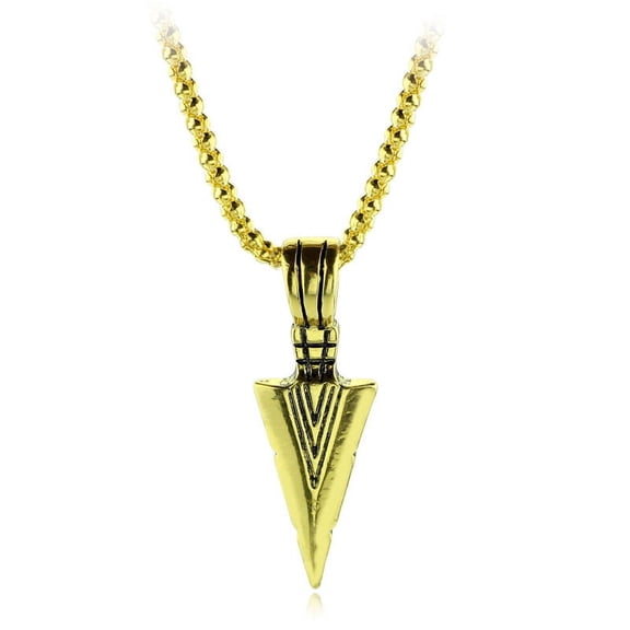 Fashionable And Stylish Retro Arrowhead Pendant Necklace for Men with a Unique Triangular Design.,Golden Arrow Necklace