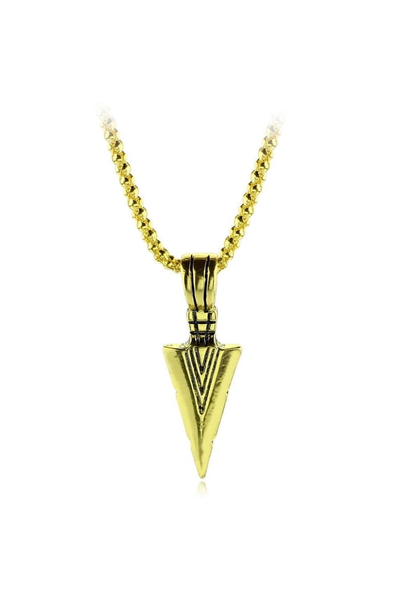 Fashionable And Stylish Retro Arrowhead Pendant Necklace for Men with a Unique Triangular Design.,Golden Arrow Necklace