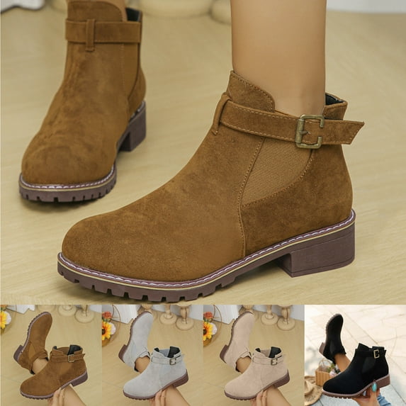 Fashionable Ankle Boots Solid Color Square Heel Comfortable Low Heel Casual Short Boots for Fall and Winter Stylish Versatile Footwear