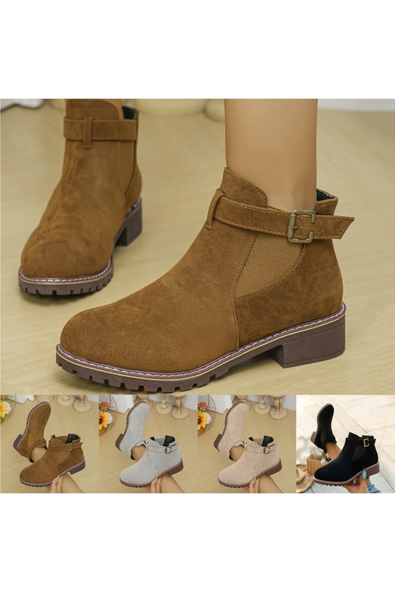 Fashionable Ankle Boots Solid Color Square Heel Comfortable Low Heel Casual Short Boots for Fall and Winter Stylish Versatile Footwear