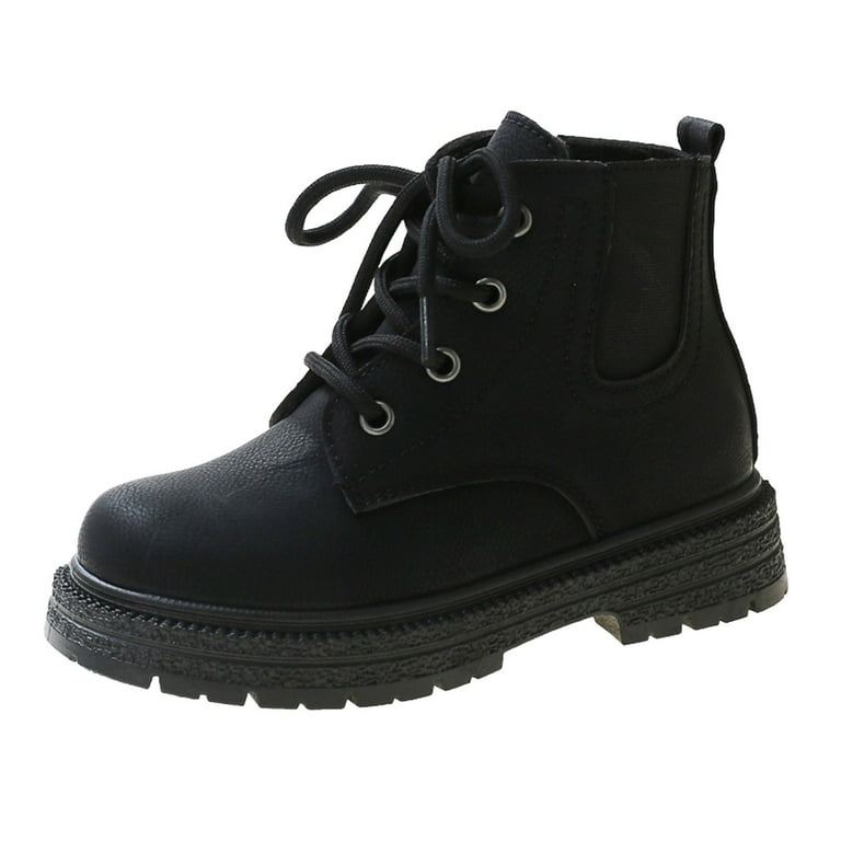Fashionable Autumn Winter Girls Ski Boots Flat Bottom Non Toddler Girls Shoes Side Zipper Warm Sorely Snow Boots Comfortable Solid Color Simple Toddler Boots for Girls Style Walmart