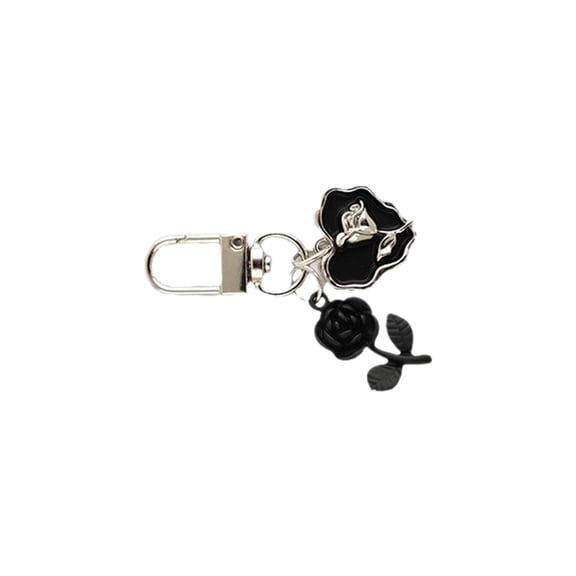 Fashionable Bag Pendant Black Heart Keychain Rose Key Pendant Bag Accessory Fashion Key Holder Stylish Backpack Pendant