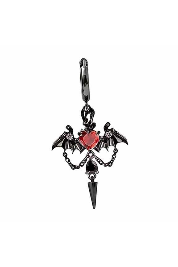 Fashionable Bat Wing Drop Earrings Fringe Details Trendy Gothic Accessory