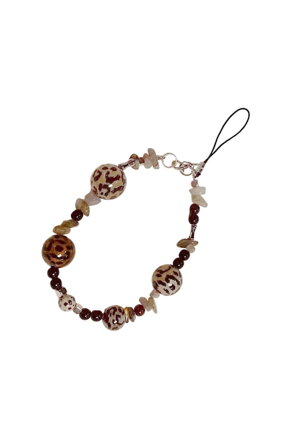 Fashionable Beaded Keychain With Leopard Pattern Sturdy Construction For Keys Bags And Accessory