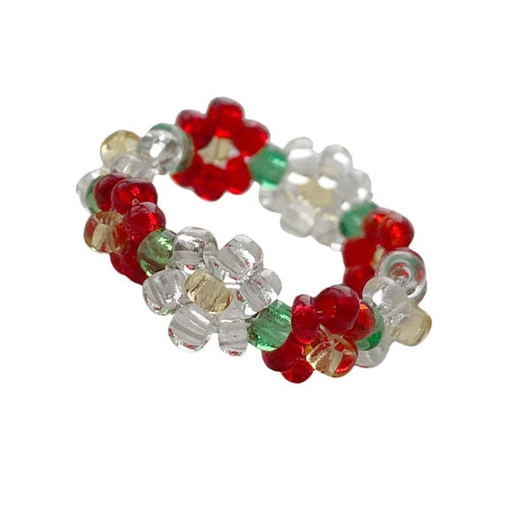 Fashionable Beaded Rings Accessory Adjustable Elastic Designs Flower Rings Jewelry for Women and Craft Lovers