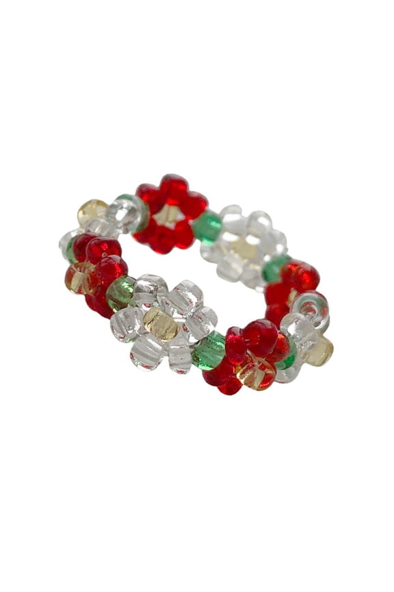 Fashionable Beaded Rings Accessory Adjustable Elastic Designs Flower Rings Jewelry for Women and Craft Lovers