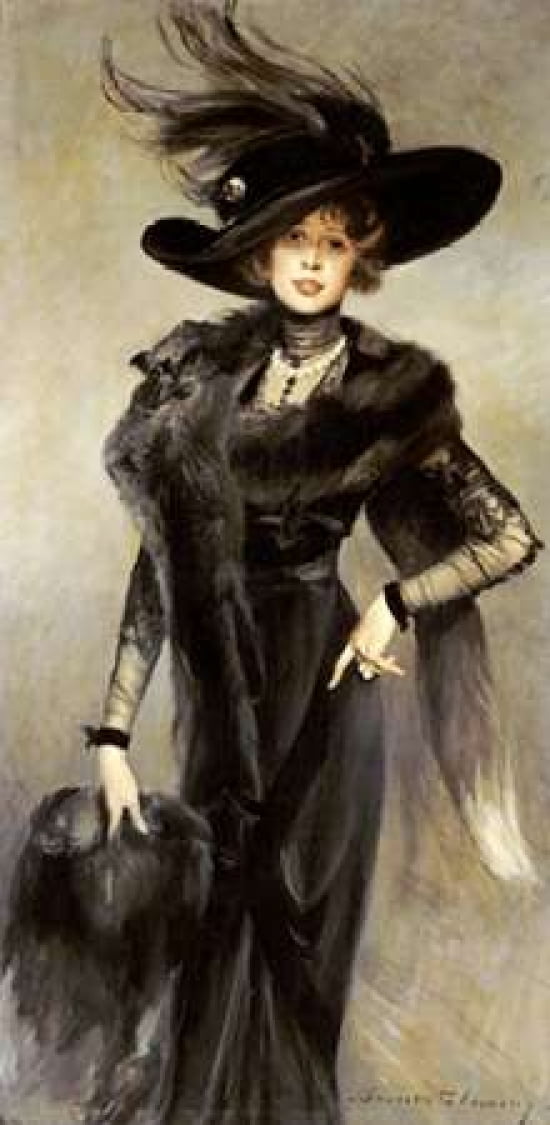 Fashionable Beauty Canvas Art - Francois Flameng (10 x 20)