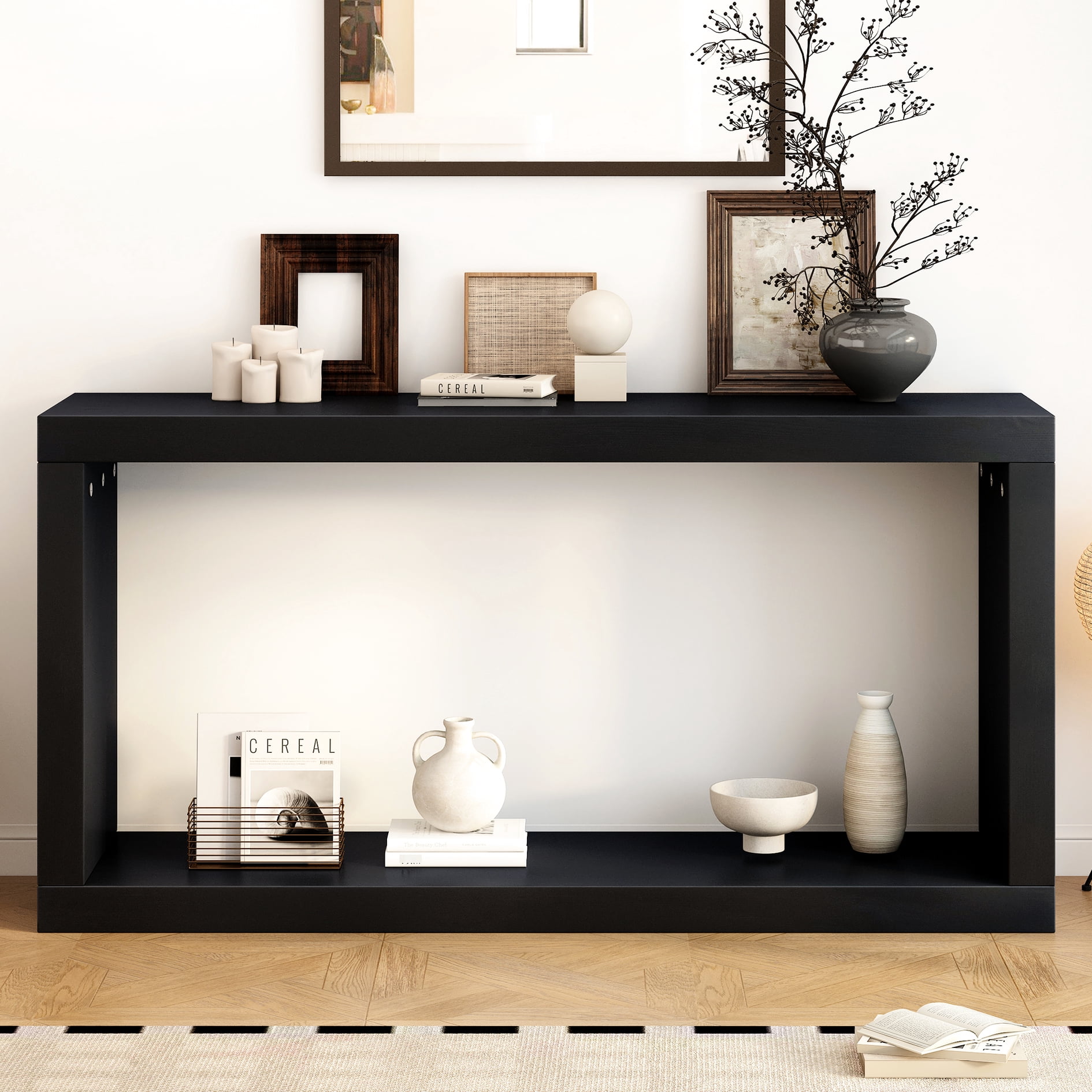 Fashionable Black Entrance Table. Square Shaped. Made Of & Pine. Easy ...