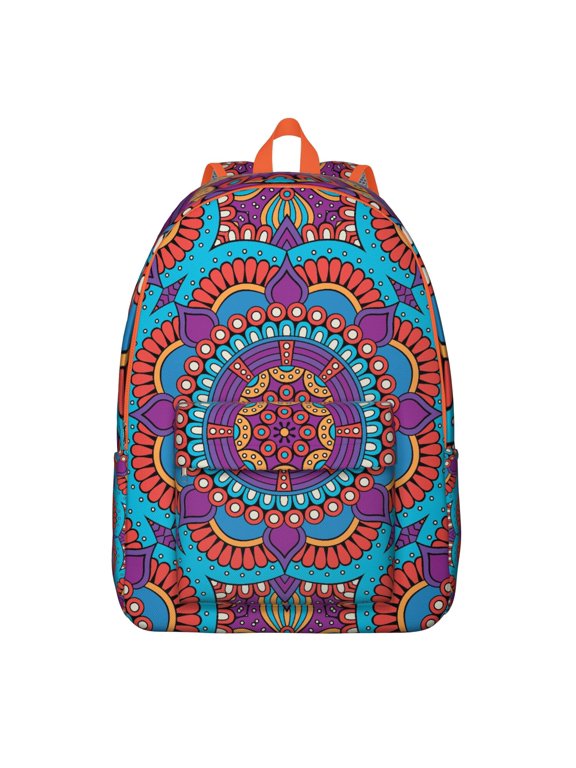 Fashionable Boho Mandala Floral Backpack with Computer Compartment, Large School College Bookbag, Lightweight Carryall for Work Travel, Great Gift