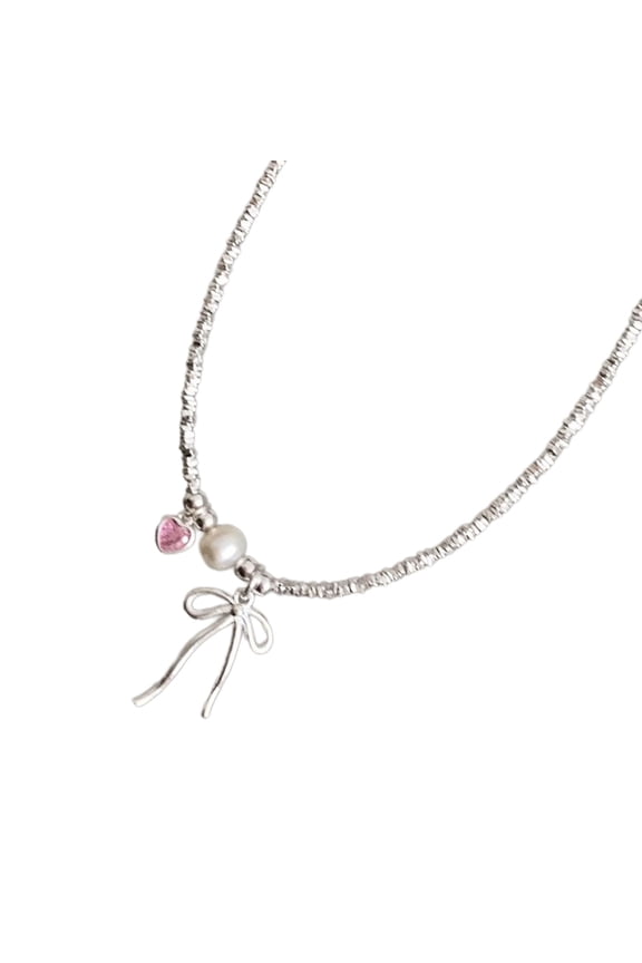 Fashionable Bowknot Pendant Necklace Bow Chain Necklaces Gift Adjustable Length