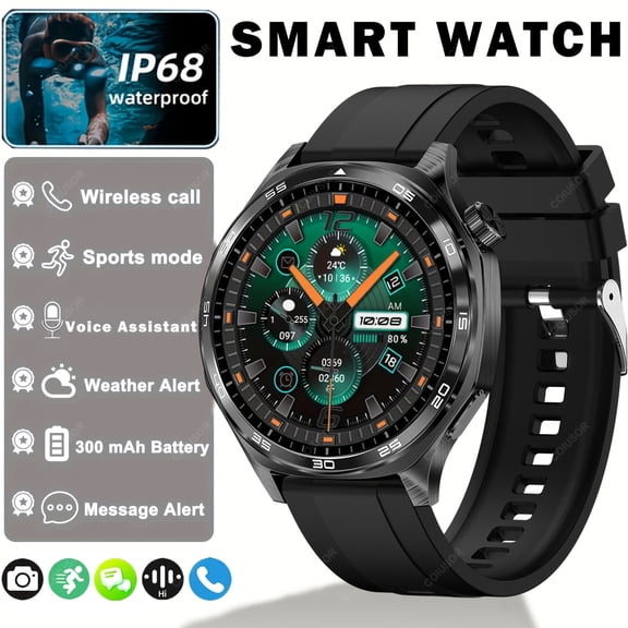 Fashionable Business Smartwatch | 1.46-inch Screen, Answering/Making Calls, Message Reminders, Dial Switching, Weather Display, 100+ Sports Modes, Pedometer, USB Charging, Perfect Holiday Gift