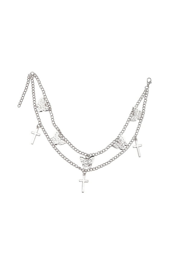 Fashionable Butterfly Pendant Boot Chain Adjustable Silver Chain Butterfly Boot Bracelet Ankle Accessory for Women