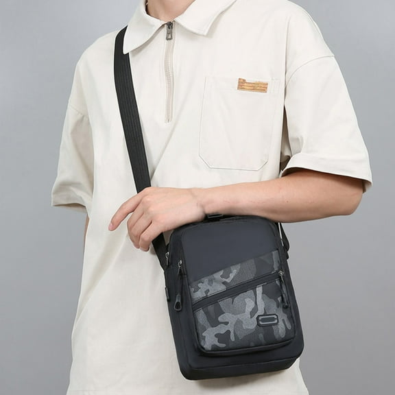 Fashionable Camouflage Shoulder Bag, Large Capacity Multifunctional Waterproof Multi Pocket, Casual Crossbody Bag, Classified Storage, Adjustable Shoulder Strap, Dual Carrying Ways, Headphone Design