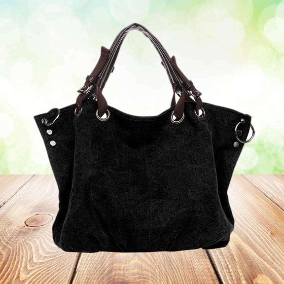 Fashionable Canvas Tote Bag Violet Strong Seam Durable Lightweight Shoulder Handbag