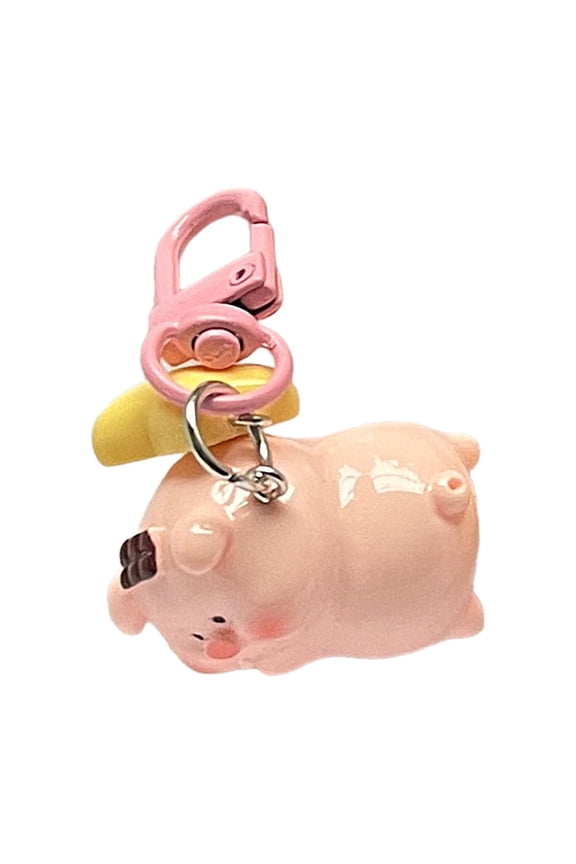 Fashionable Cartoon Bag Charm Lovely Resin Keychain Delightful 3D Cartoon Piggy Key Chain Jewery for Girls and Students