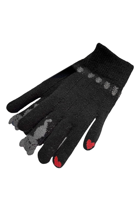 Fashionable Cartoon Cats Knitted Gloves with Screentouch Fingers Warm and WindResistant Rainbow Color Gloves for Student