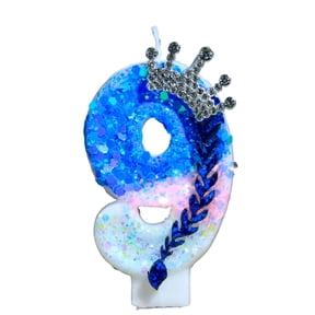 Fashionable Cartoon Creative Birthday Candle - Glittering Royal Icy Blue Number Candle with Crown Design for Birthday Parties, Cupcake Decorations, Kids' Celebrations