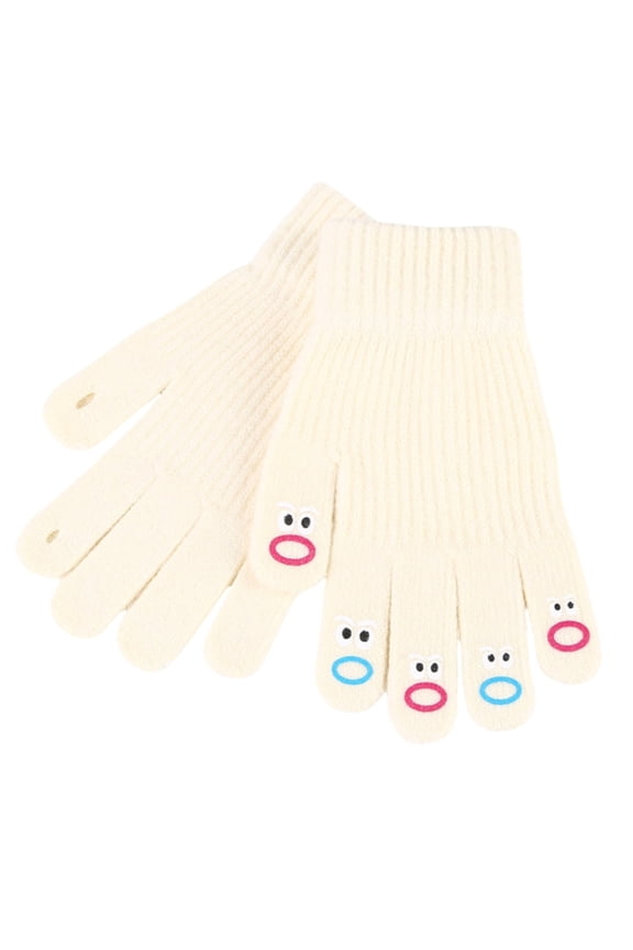 Fashionable Cartoon Gloves with Screentouch Fingers Warm and Wind Resistant Novelty Mouth Knitted Gloves for Students