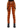 thumbnail image 1 of Fashionable Casual Plaid Pants Zipper Decorated Overalls Personalized Pants-Orange-XXL, 1 of 6