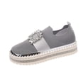 thumbnail image 1 of Fashionable Casual Rhinestone Sneakers, Breathable Fly Mesh, Comfortable Round Toe Slip-on Flats for Everyday Use, 1 of 9