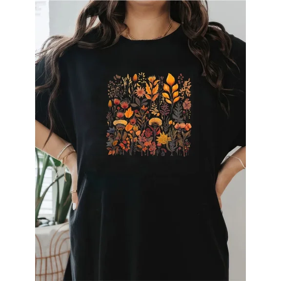 Fashionable Casual Round Neck Printed Women's T-shirt-Comfortable, Breathable