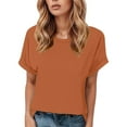 thumbnail image 1 of A Fashionable and Casual Round Neck Solid Color Short Sleeved T Shirt for Ladies Ladies Long Sleeve T Shirts Tees Tops for Women Womens Athletic Tee Hike Long Sleeve Shirt Womens Running Shirts, 1 of 4