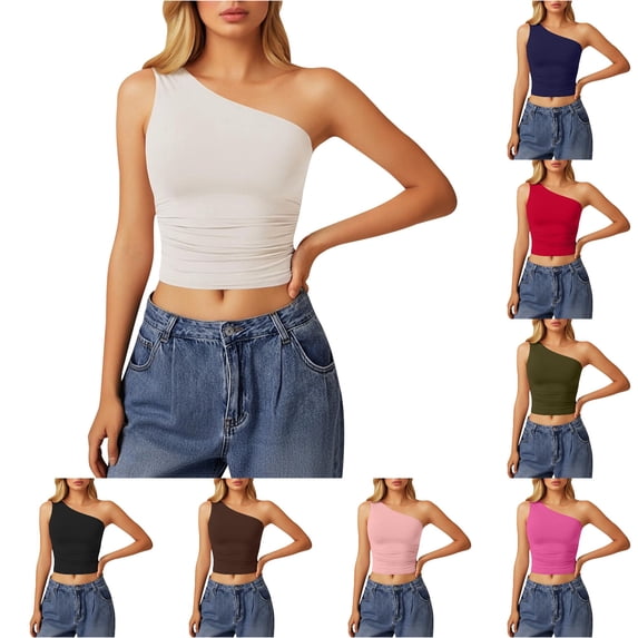 Fashionable Casual Sleeveless Solid Color Form Fitting See Through Off The Shoulder Tank Top for Women Women’s Tanks &