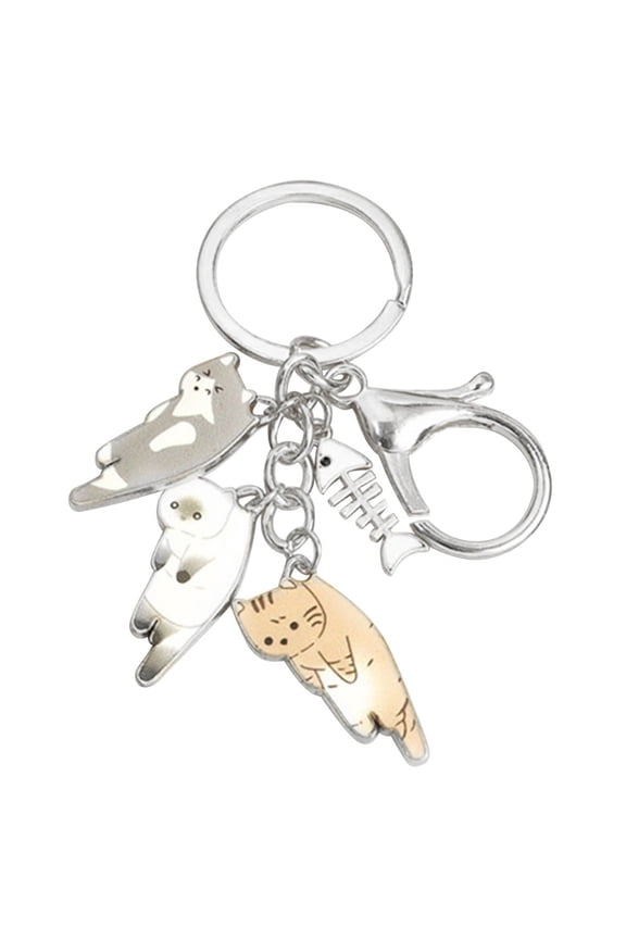 Cute Cat Fish Bone Keychain Pendant Unique Keychain Cute Keyring Handbag Accessories Alloy Material Bag Jewelry for Teen