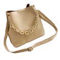 thumbnail image 1 of Fashionable Chain Handle Shoulder Bag Korean Elegant Solid Color PU Leather Bucket Bag Crossbody Handbag Purse for Women, 1 of 8