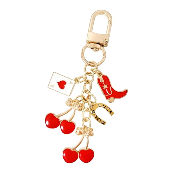 Fashionable Cherries Bag Charm Stylish Cherries Bowknot Bag Charm Keychain Ornament For Stylish Women's Accessories