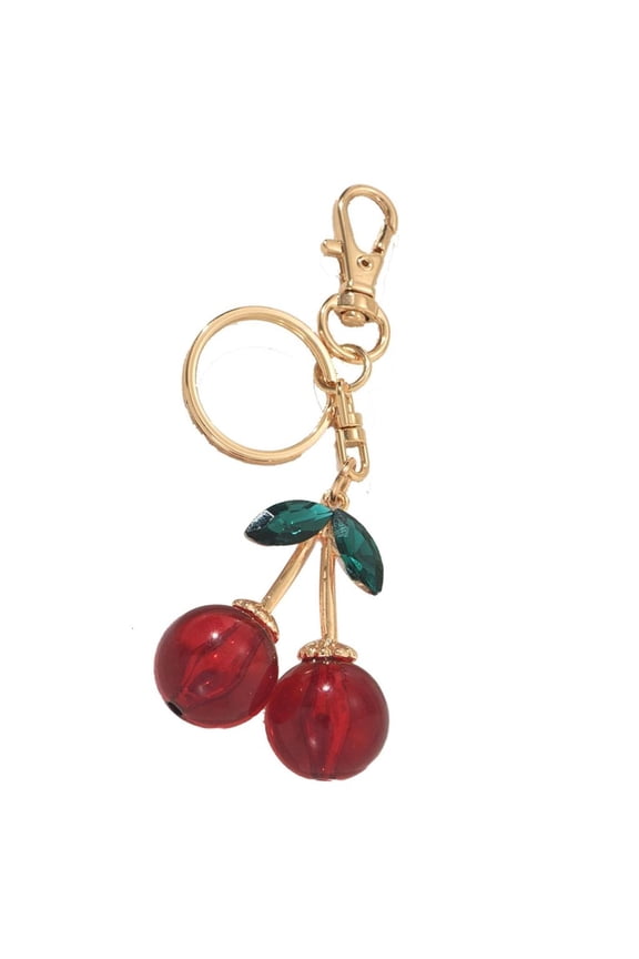 Fashionable Cherries Key Rings Purse Decoration Everyday Use Fruit Shape Keychain Fashionable Women Handbag Accessory