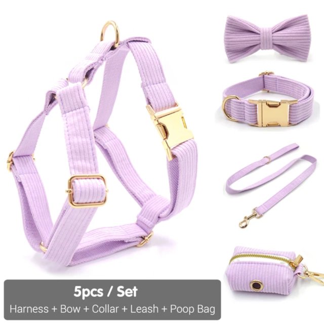 Fashionable Chic and Lightweight Violet Corduroy Bowtie Collar and