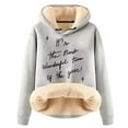 thumbnail image 1 of Fashionable Christmas Literary Letter Print Women's Autumn Winter Velvet Thickened Warm Cardigan Hooded Sweatshirt Cozy Casual Pullover, 1 of 2