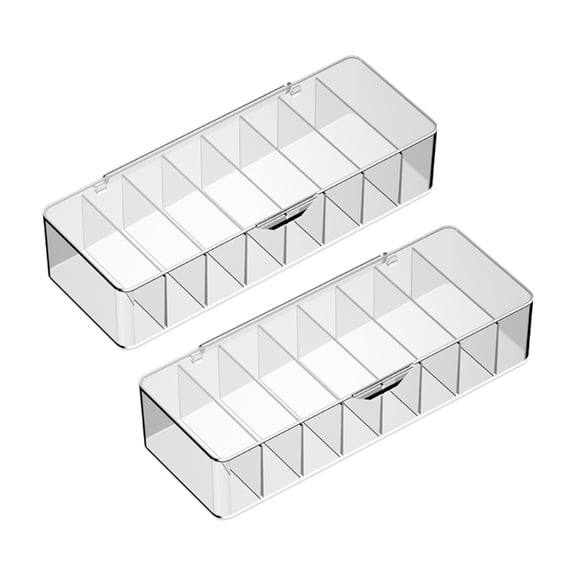 Fashionable Clear Electronics Storage Box with 8 Sections Dustproof Lid for Neat and Tidying Desk Organization
