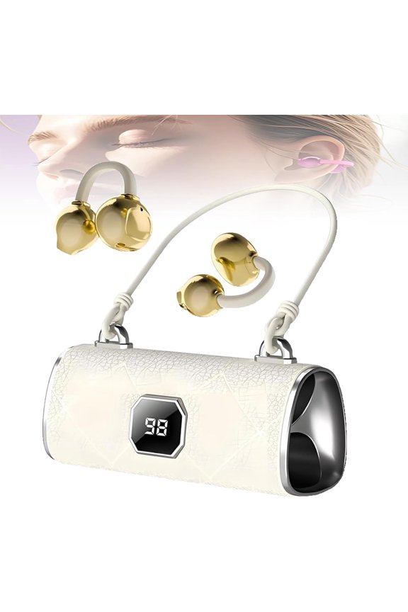 Fashionable Clip-On Wireless Headphones, Handbag-Style Comfortable Clip-On Earphones for Women, Open Ear Bluetooth Earbuds with Detachable Earrings for Workouts Commuting