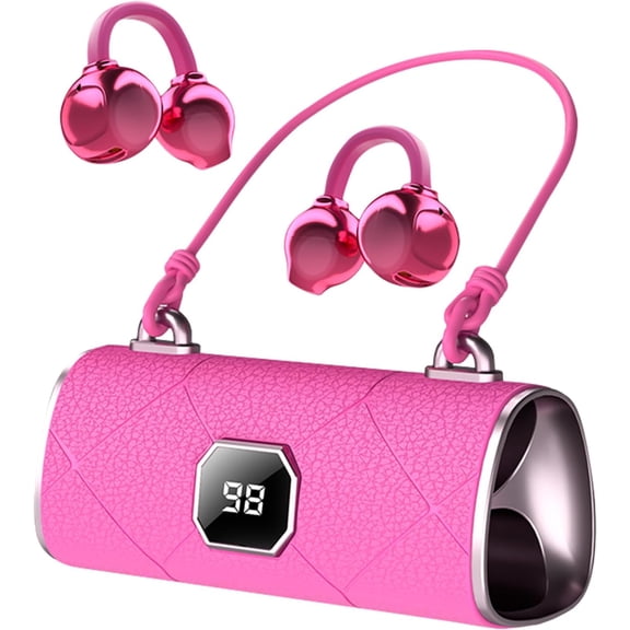 Fashionable Clip-On Wireless Headphones with Removable Earrings - Open Ear Bluetooth Earbuds - Handbag-Style Case - Secure Fit Jewelry-Style Ear Clip Headphones for Workout & Call (Q)