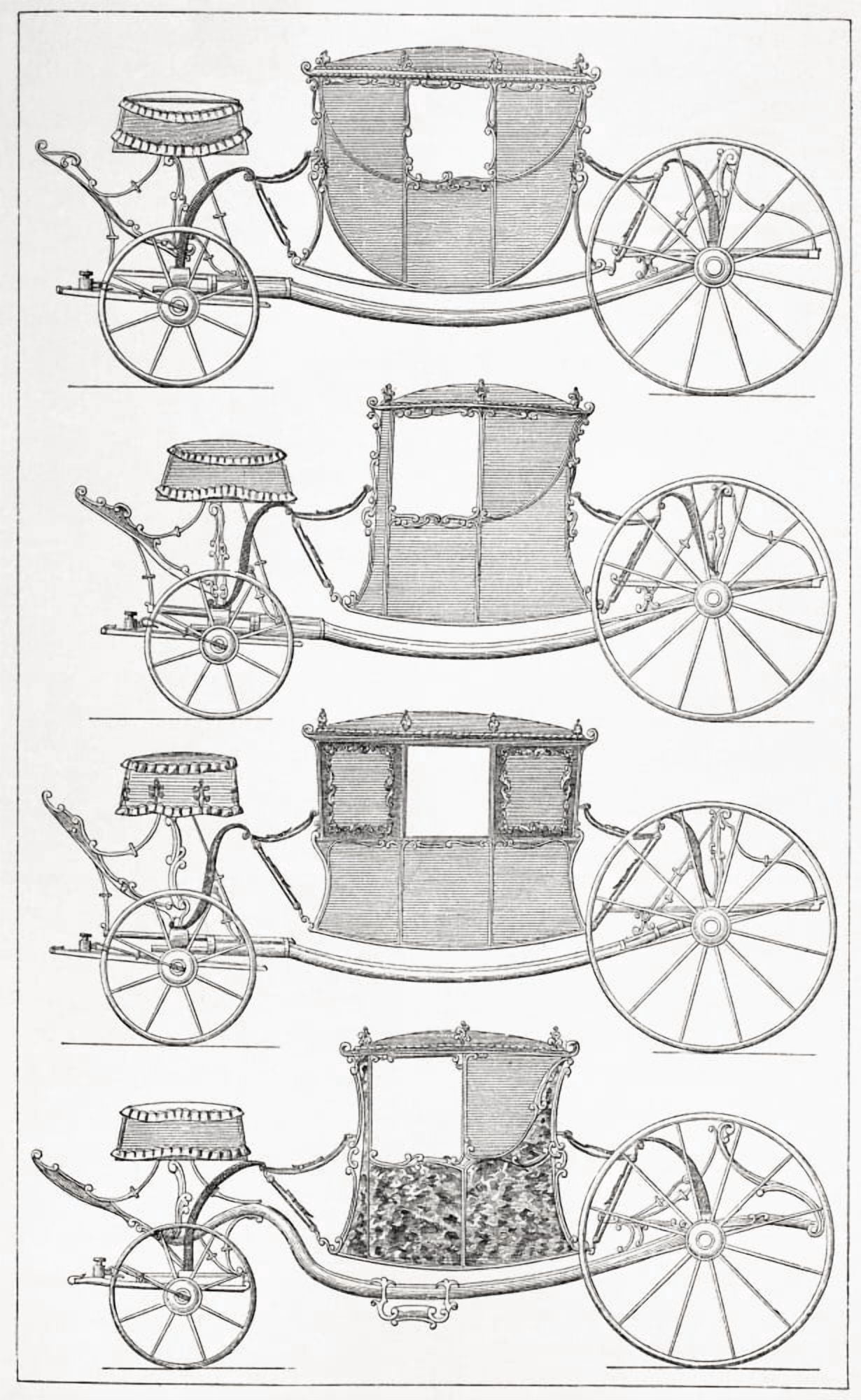 Fashionable Coaches Of The 18Th Century From Xviii Siecle Institutions Usages Et Costumes Published Paris 1875 Canvas Art - Ken Welsh Design Pics (22 x 36)