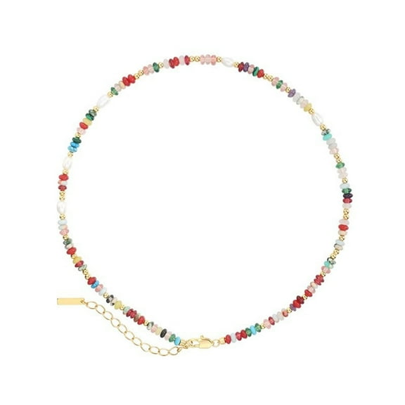 Fashionable Colorful Beads Natural Pearls Necklace for Women Retro Gold Chain Jewelry Special Gifts Wear