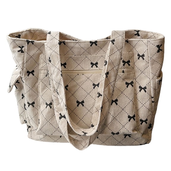 Fashionable Corduroy Top Handle Bag Large Capacity Single Shoulder Bags Casual Handbag with Spacious Interior for Women