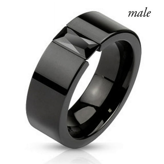 Fashionable Couple Jewelry Couple Rings Black Cubic Zirconia Ring Men's Stainless Steel Anniversary Gifts,black,10