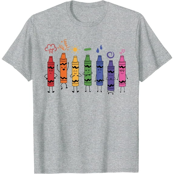 Fashionable Crayon Mood Color Crayons Teacher Life Softstyle Unisex T-Shirt,Sport Grey Color,Size YXS