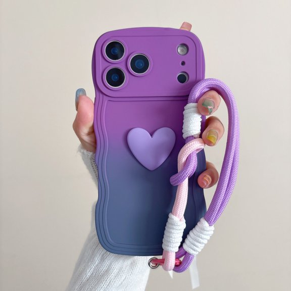 Fashionable and Creative Gradient Two-tone Heart-shaped Decorative Phone Case iPhone 11 12 13 14 15 16 17 Pro Max Plus 17Air, Semi-coverage Drop-proof and Shock-resistant Phone Case, Protective Cover