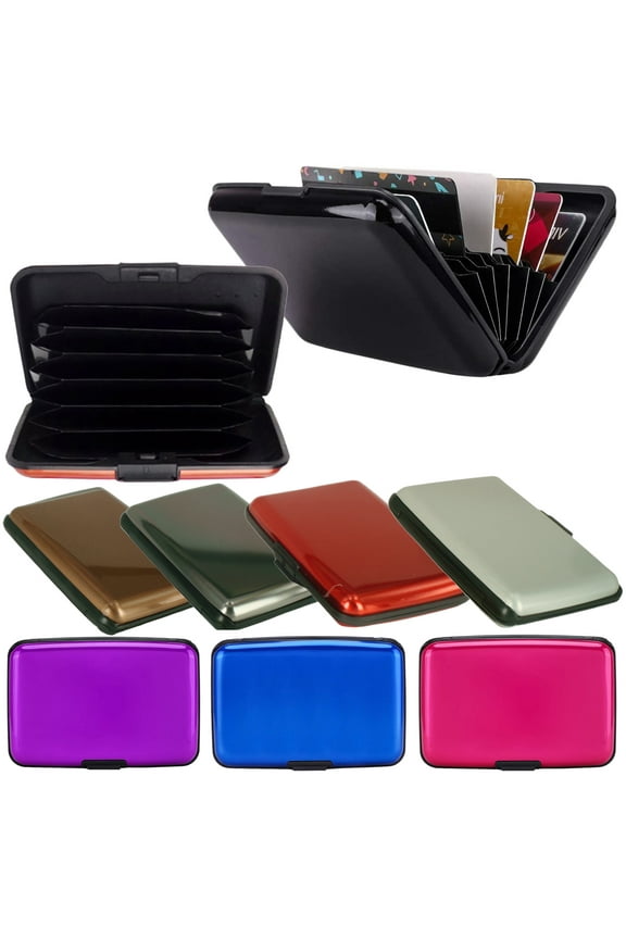 Fashionable Credit Card Protector Aluminum ID Case, Hard Shell Business Card Holder Travel Wallet for Men Women