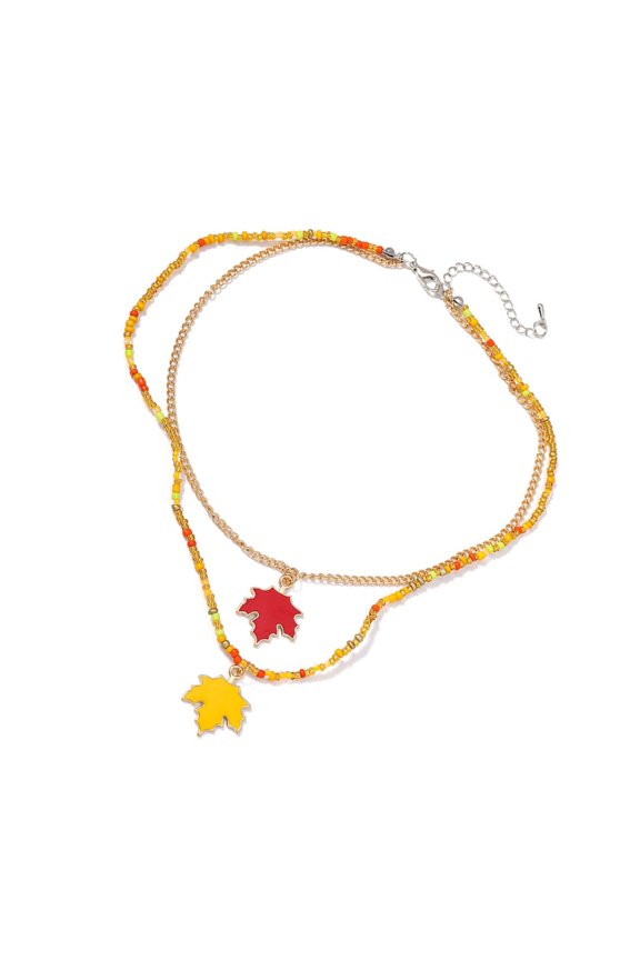 Fashionable Crystals Maple Leaf Chokers Necklace for Trendy Ladies Wear
