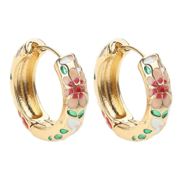 Fashionable Dangle Earrings Round Hoop Earrings Geometric Ear Rings Flower Ear Buckles Accessories