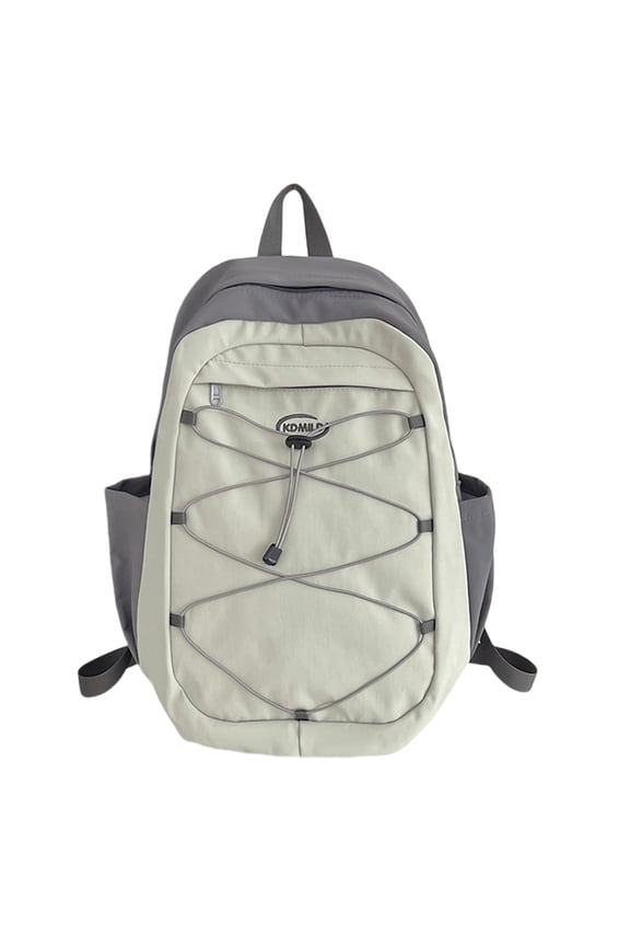 Fashionable Daypack with Bungee Cord School Student Contrast Color Backpack Large Capacity Laptop Bag Book Bag