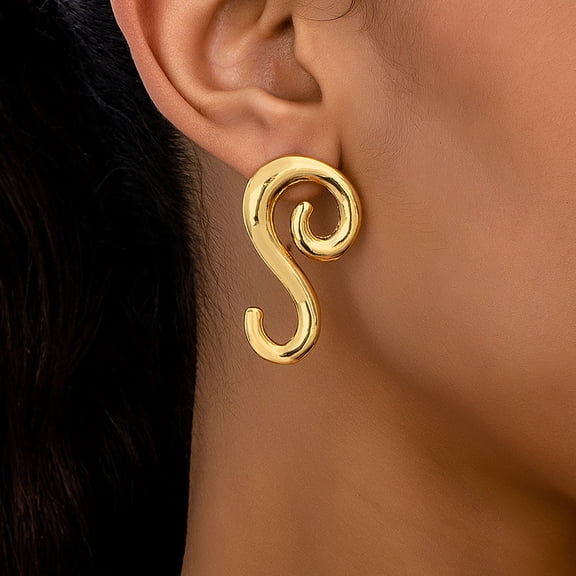Fashionable Design, Photosensitive Surface, Comma, Water Drop Earrings, Female Ins, Geometric 14K Yellow Gold Earrings, Earrings
