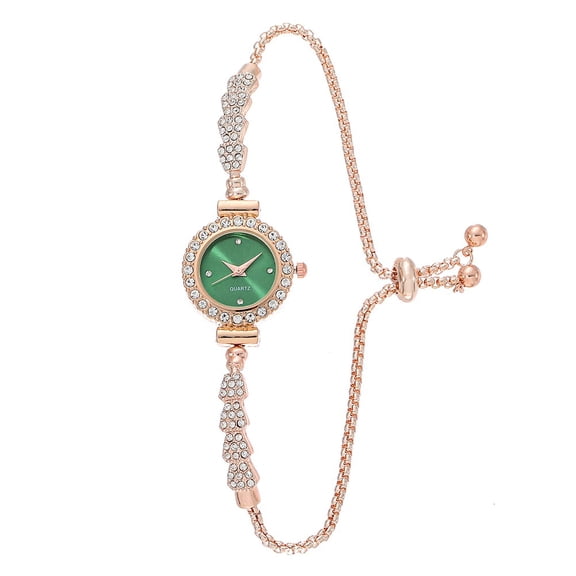 Fashionable Diamond Inlaid Circular Adjustable Bracelet Watch Quartz Watch
