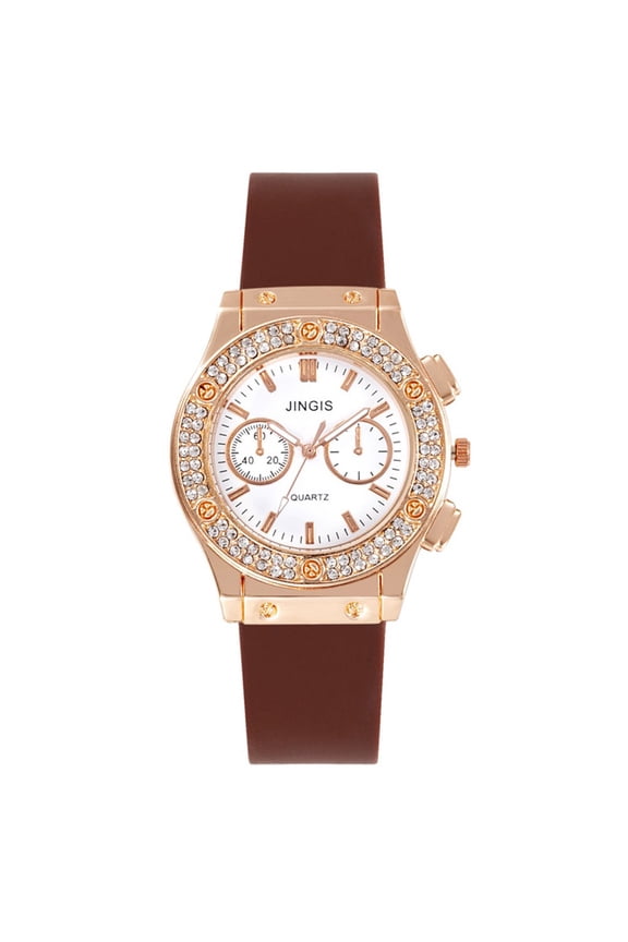 Fashionable Diamond Studded Silicone Full Sports And for Leisure Quartz Watch