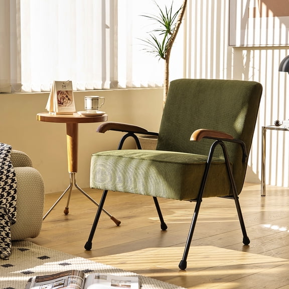 Fashionable Dining Room Armchair In Corduroy, Metal Legs, Stylish Design, 28.7''w X 23.6''d 31.5''h, 25lb Modern Accent Chair For Living - Corduroy With Legs And High Back Soft Comfortable Bedroom,